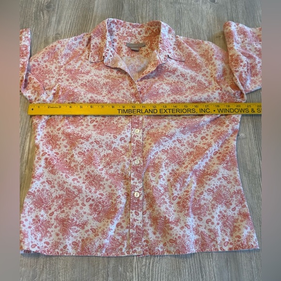 J.Crew Women’s Vintage 100% Cotton Button Up Flip Cuff Shirt Pink Paisley Large. - Picture 6 of 6